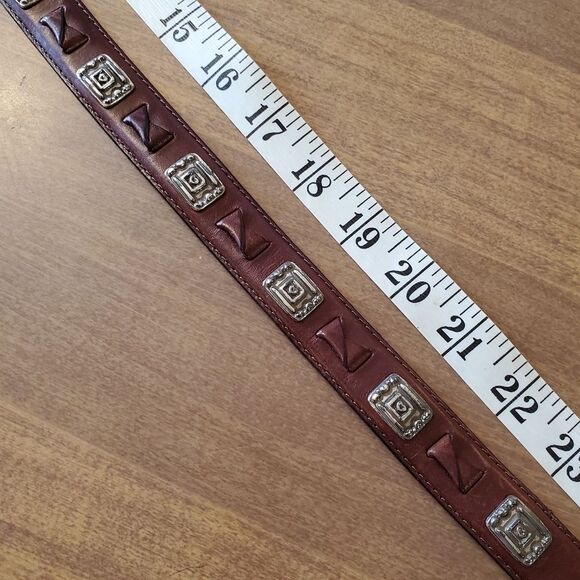 Fossil Womens Brown Leather Belt Size Small 37" Stud And Braid. 1" wide. BT2139 - Picture 9 of 12